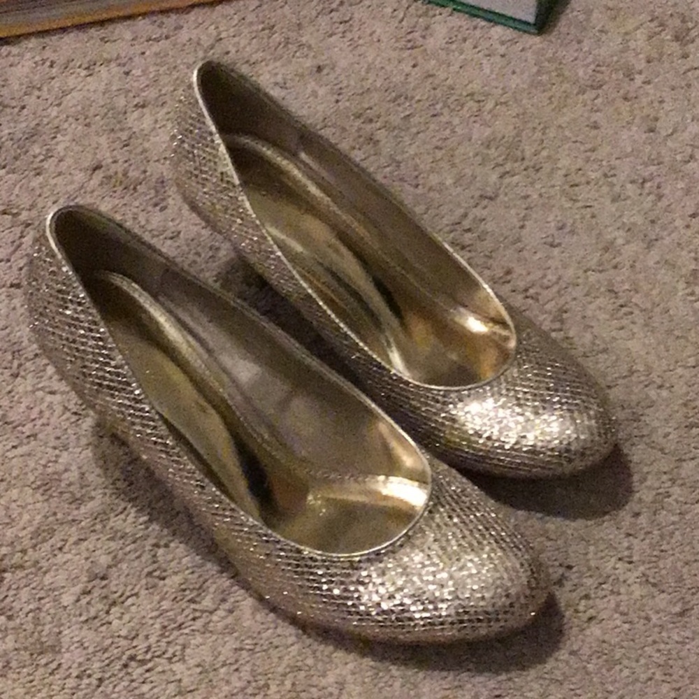 Gold high heels
